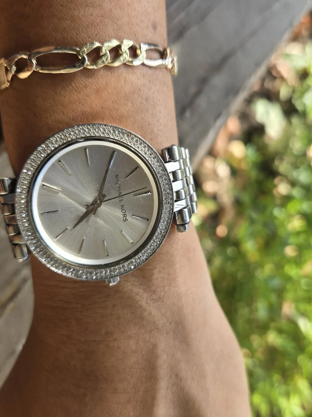 Michael Kors Silver Crystal-Trim Stainless Steel Watch
